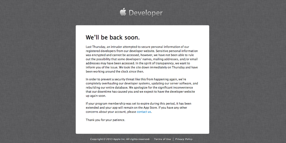 Gesperrter Entwicklerzugang (c) Apple