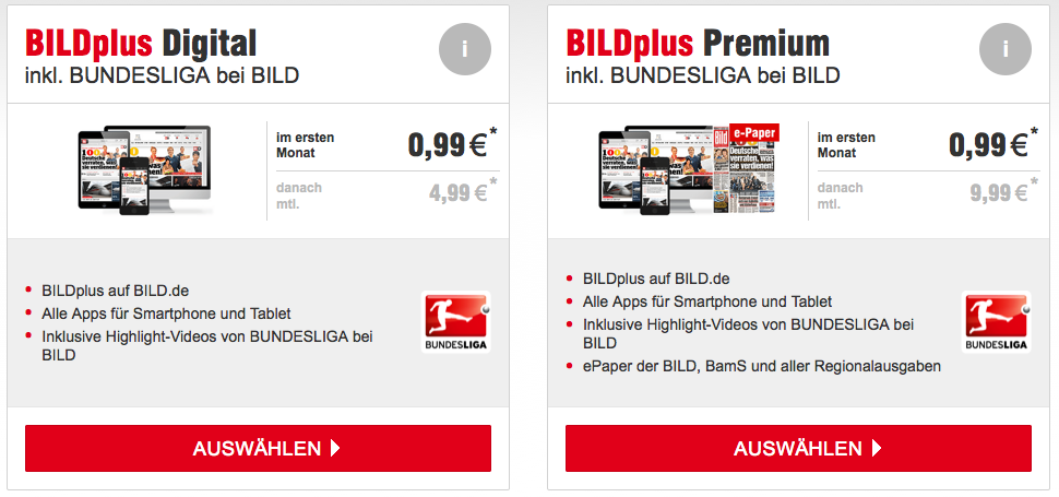 Paid Content beim Springer Verlag mit Bild Plus