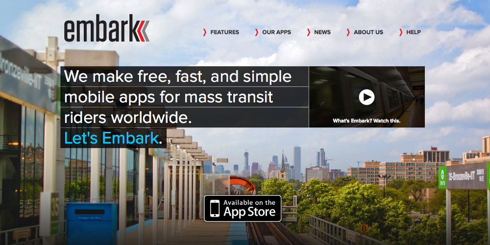 Screenshot der Webseite von Embark