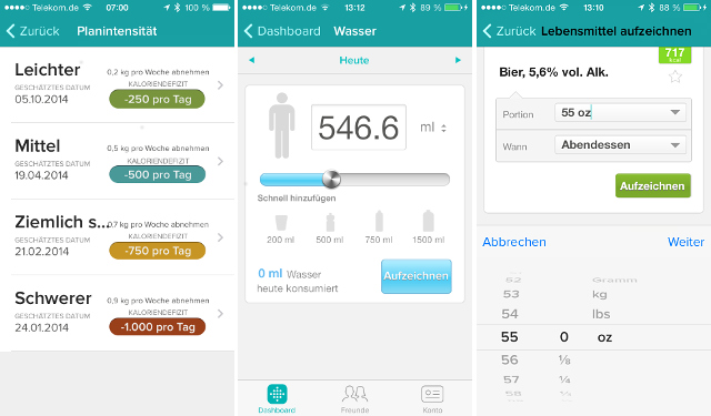 Fitbit Gewicht und Ernährung