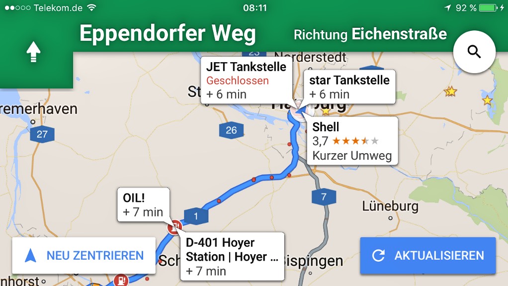 Google Maps Navigation mit Zwischenstopps