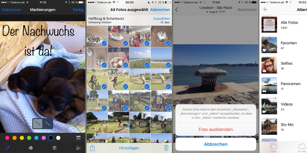 iOS 9 Foto Alben Ordner Bearbeiten