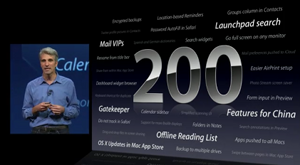 Craig Federighi zeigt einige der über 200 Neuerungen in Mountain Lion (c) Apple 