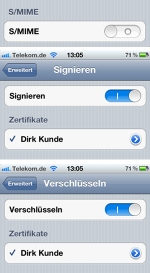 S/Mime in iOS für Mailkonten aktivieren