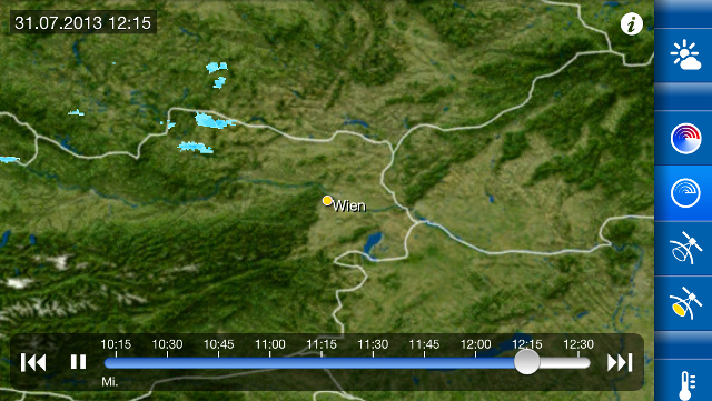 Niederschlagsradar von Wien in WeatherPro