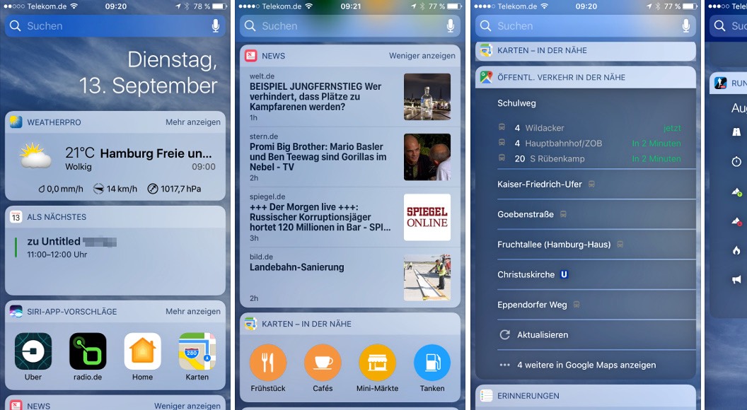 iOs 10 Widgets